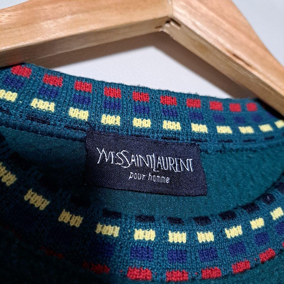 レア！イタリア製 90s イヴサンローラン 刺繍ロゴ フリース トレーナー