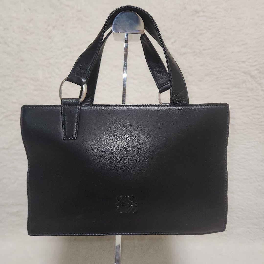 ロエベ　アナグラム　レザー　ブラック　ハンドバック