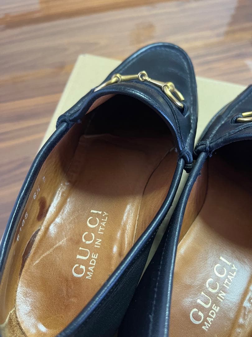 【状態良】24cm GUCCI ブラック ローファー