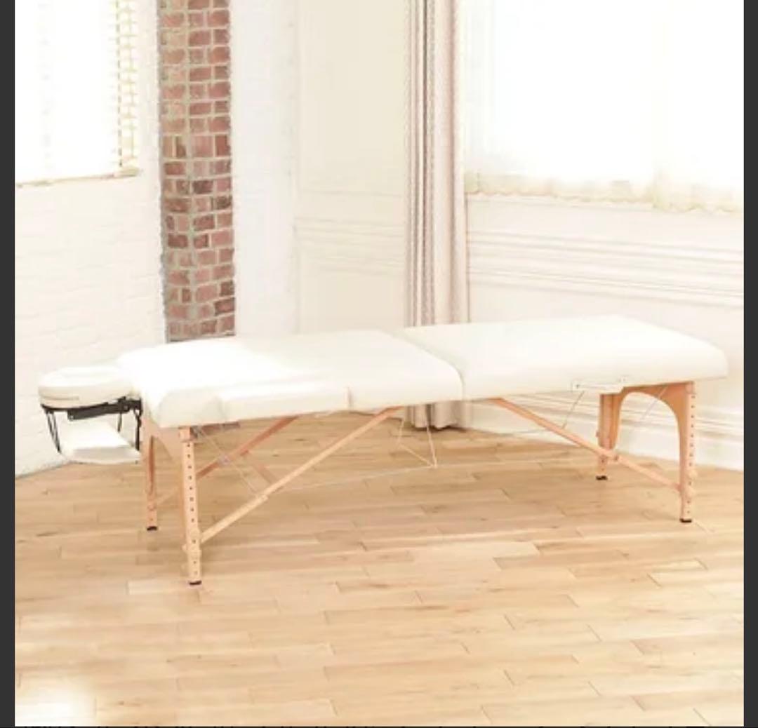 低反発 木製 折りたたみ マッサージベッド&大判タオル2枚