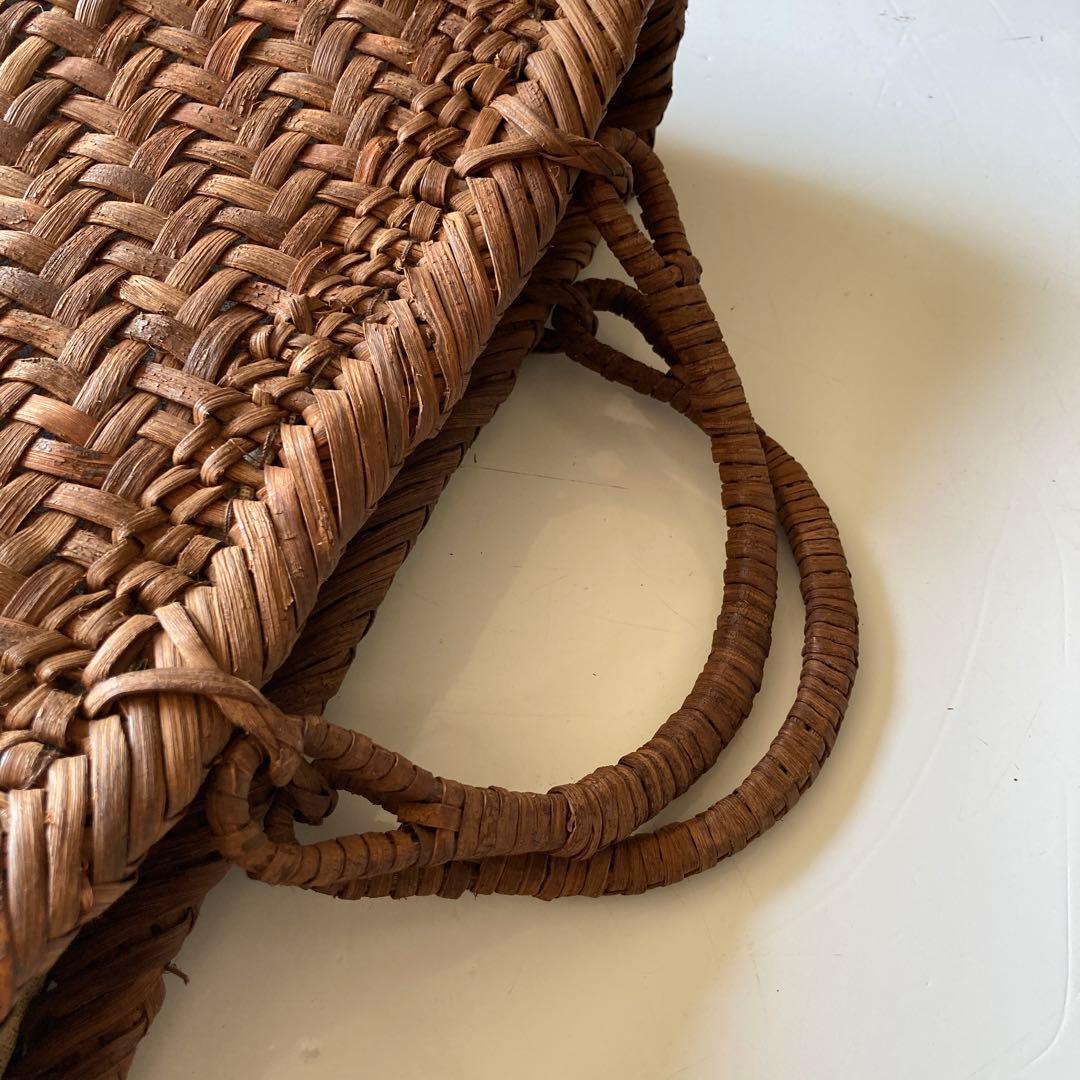 国産山葡萄　手作り　かごバッグ　網代編み　ファスナー内布付