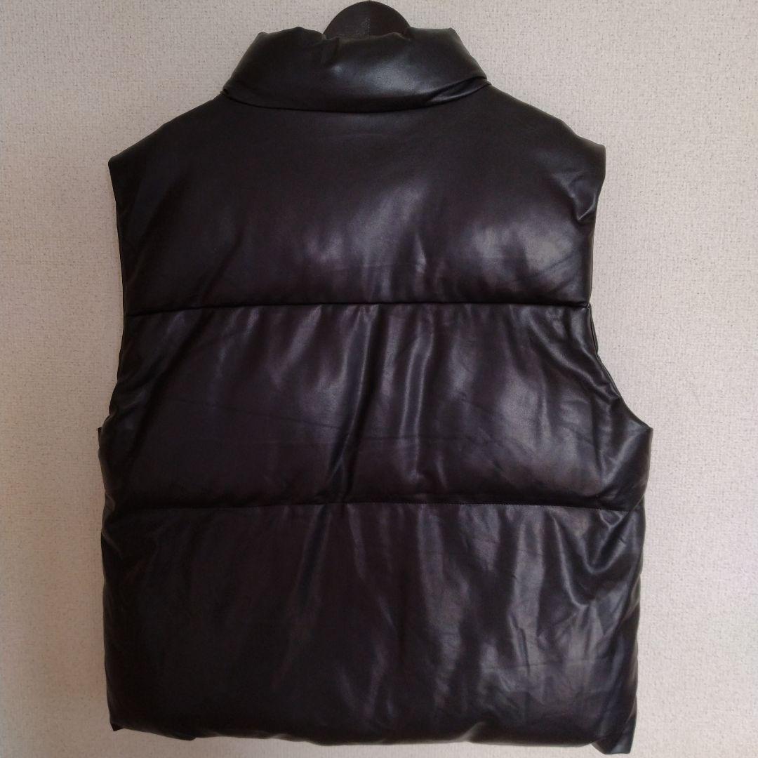 XLサイズ 黒 レザー重厚感ダウンベスト 新品未使用