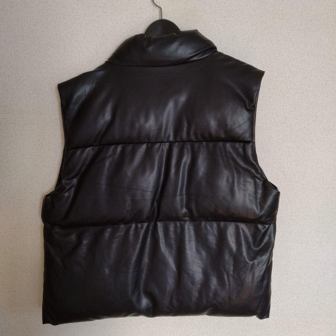 XLサイズ 黒 レザー重厚感ダウンベスト 新品未使用