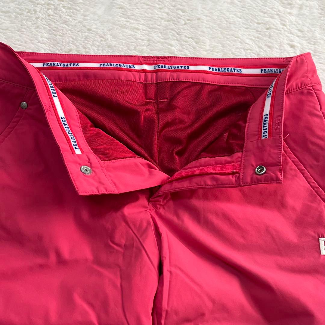 美品 パーリーゲイツ ゴルフ 中綿パンツ 蓄熱 暖パン ロゴ刺繍 ピンク 1