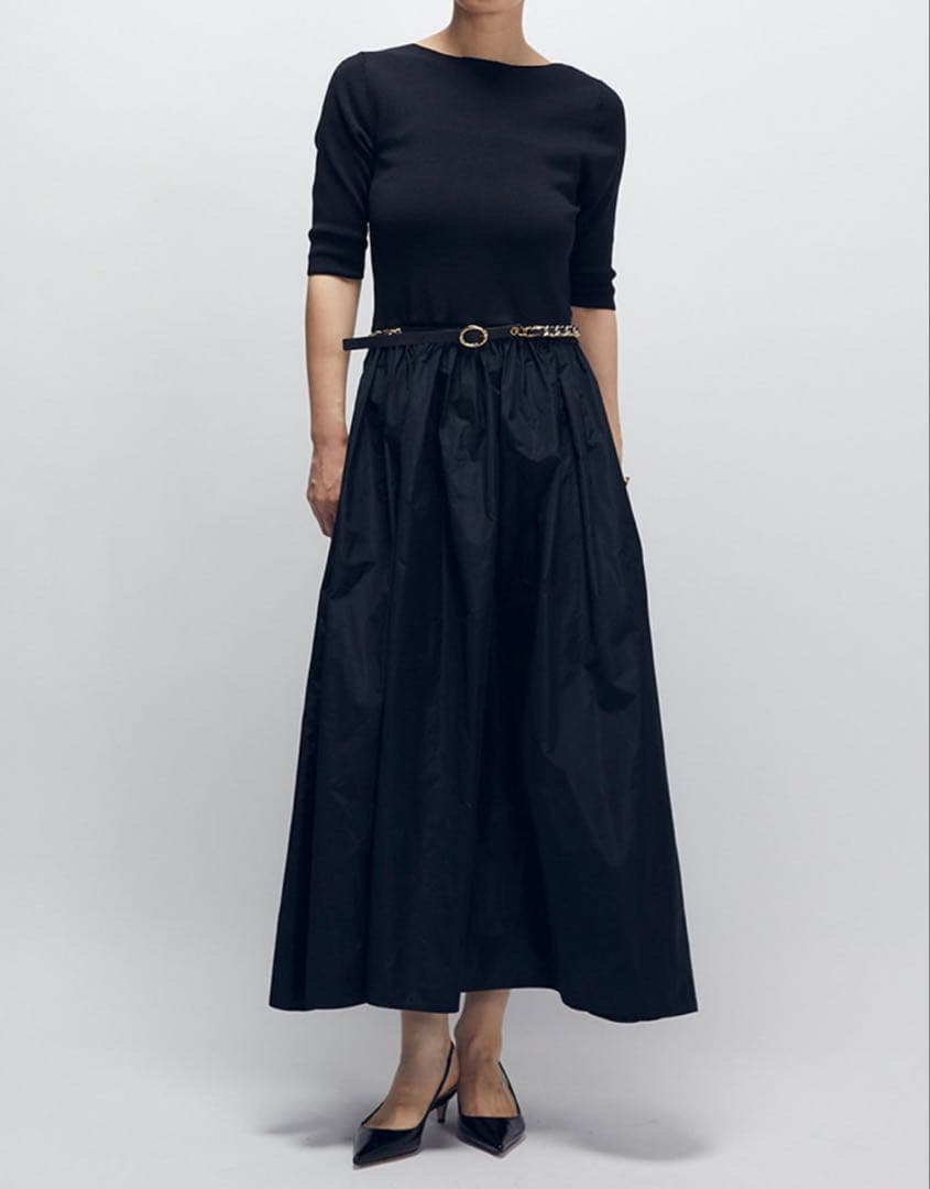 LEFIJE レザー ベルト ゴールドチェーン 80 ブラック