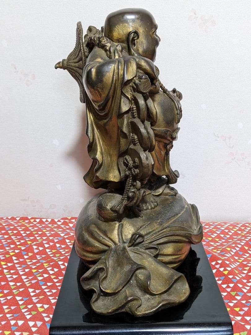 ⭐️中国銅器 仏像 布袋像 縁起置物 唐金 宣徳銅 桃 瓢箪 招運 銅製 骨董品