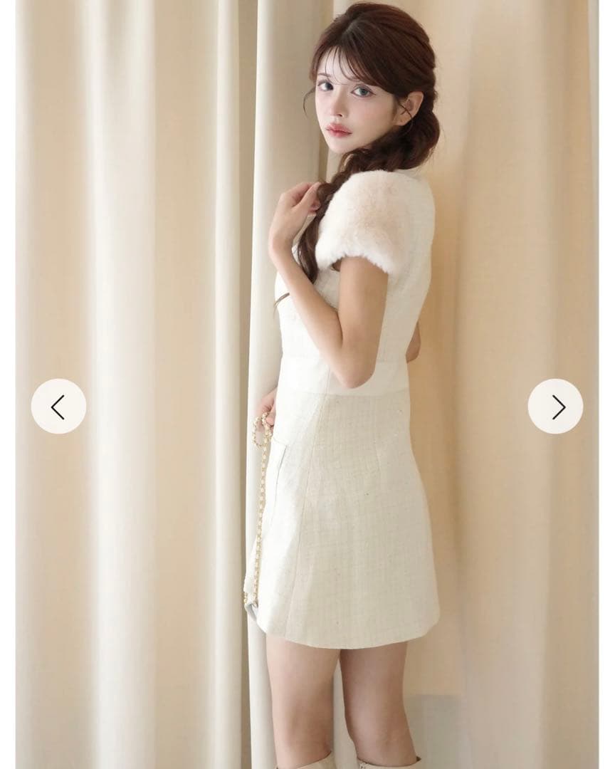 新品タグ付き Randy 2wayカービーツイードワンピース ホワイト M