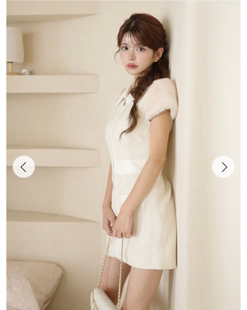 新品タグ付き Randy 2wayカービーツイードワンピース ホワイト M