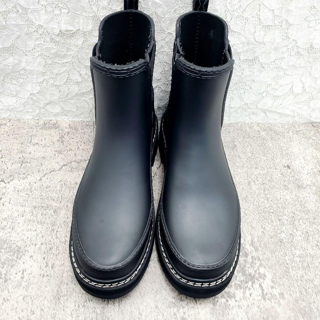 美品✨ハンター✨レインブーツ チェルシー プラットフォーム 23cm 黒