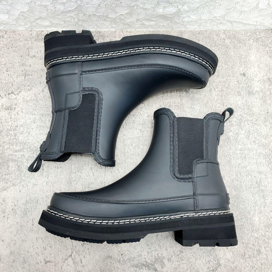 美品✨ハンター✨レインブーツ チェルシー プラットフォーム 23cm 黒
