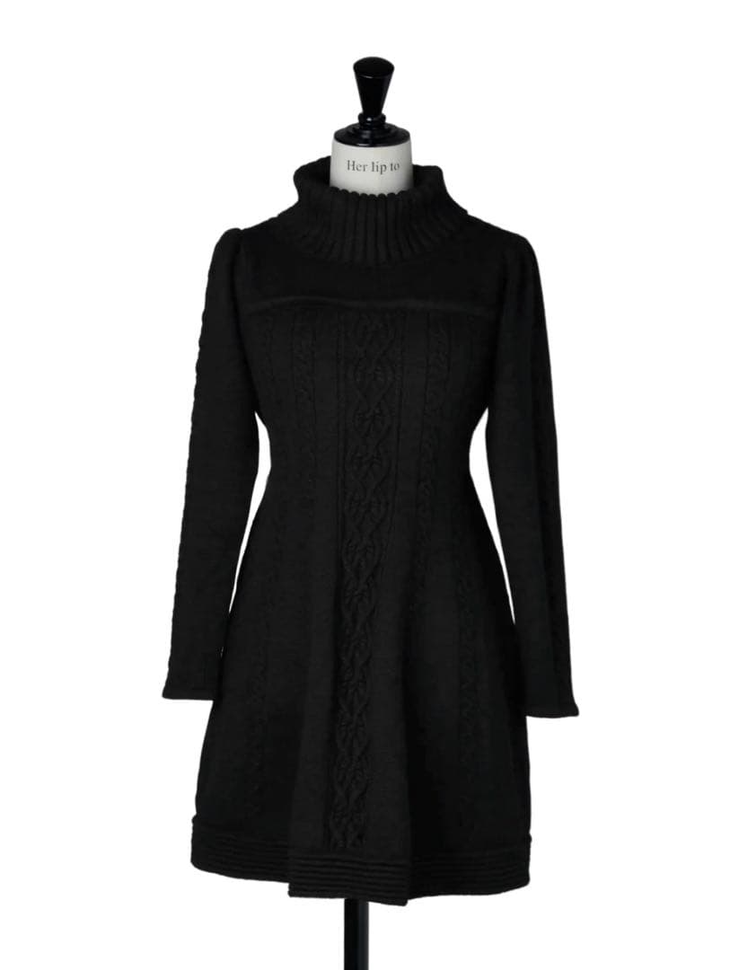 ワンピース herlipto clara cable knit dress black S