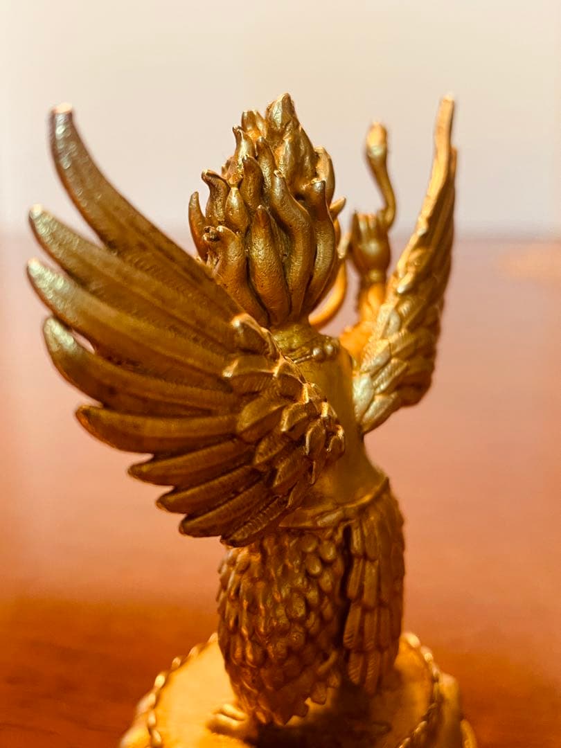 ＜チベット密教 新品1点物＞鍍金 ガルーダ（迦楼羅／金翅鳥）尊像 不死鳥