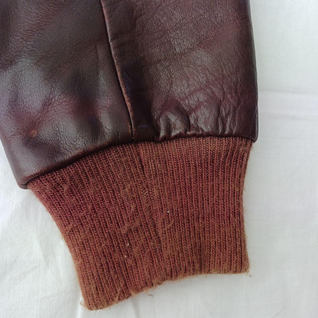 Golden Bear ブラウンレザー革製ジャケット、80年ヴィンテージ