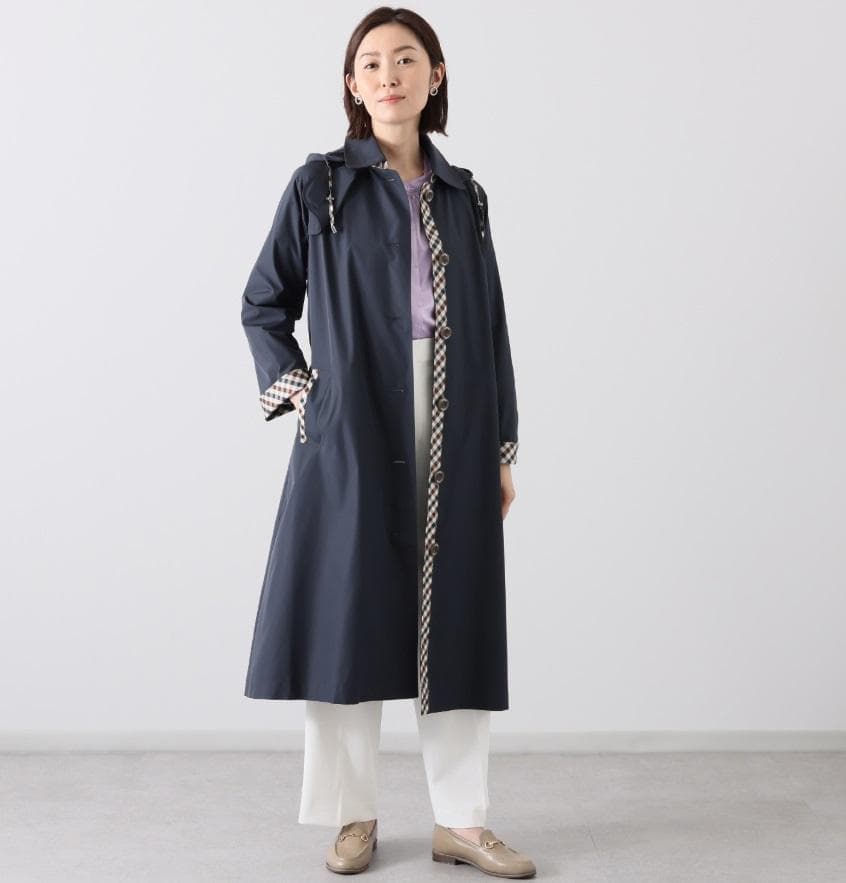 アクアスキュータム未使用ネイビー トレンチデザイン レインコート L 1/2