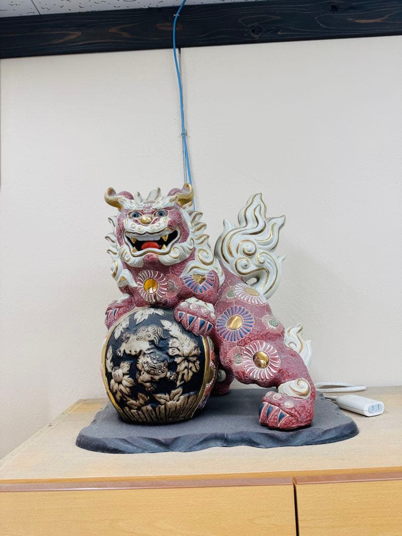 九谷焼 獅子 シーサー 高さ約40cm 大きめ 縁起物 伝統工芸品　置き物