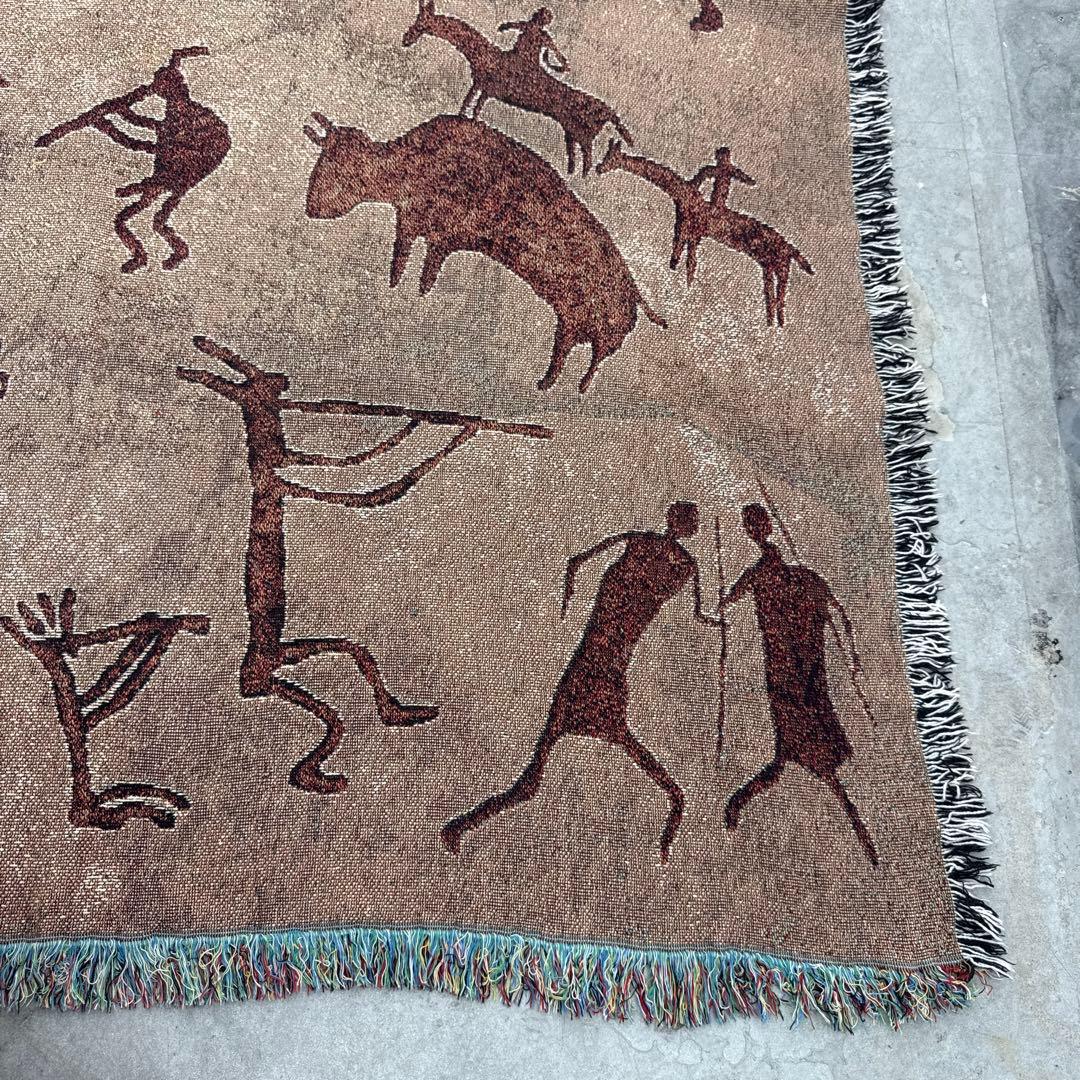 壁画風　マルチカバー　ソファーカバー　ヴィンテージラグ　177x133