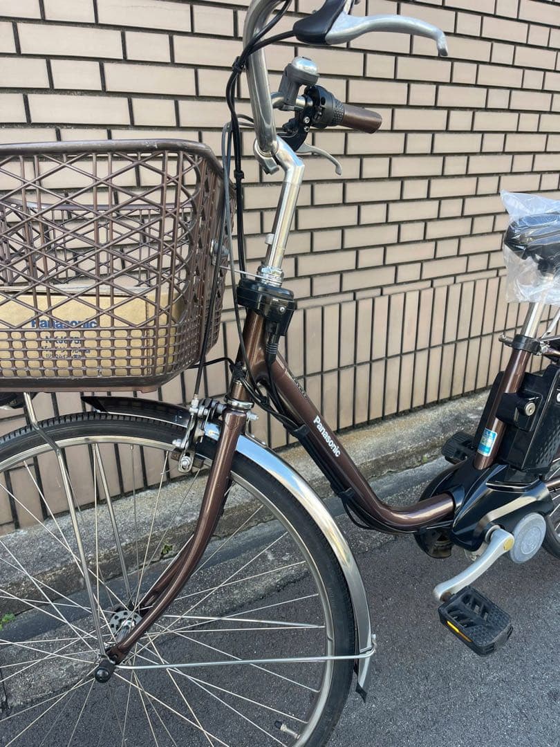 16Ah パナソニック電動アシスト自転車 ブラウン 前カゴ付き