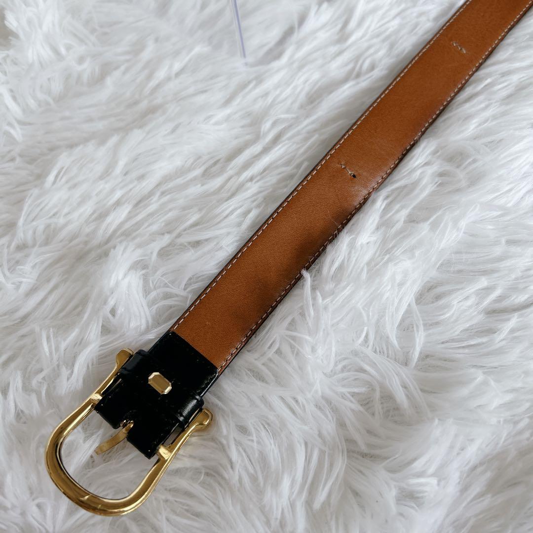 CELINE ゴールドバックル ホースビット レザーベルト ヴィンテージ 65