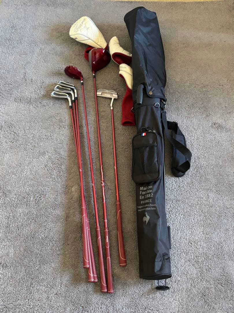 レディース ゴルフクラブハーフセット 赤　6本セット