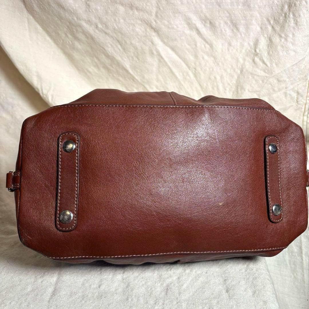 COACHコーチ✨レザー ハンドバッグ ブラウン茶 サイドフック形状変化　y2k