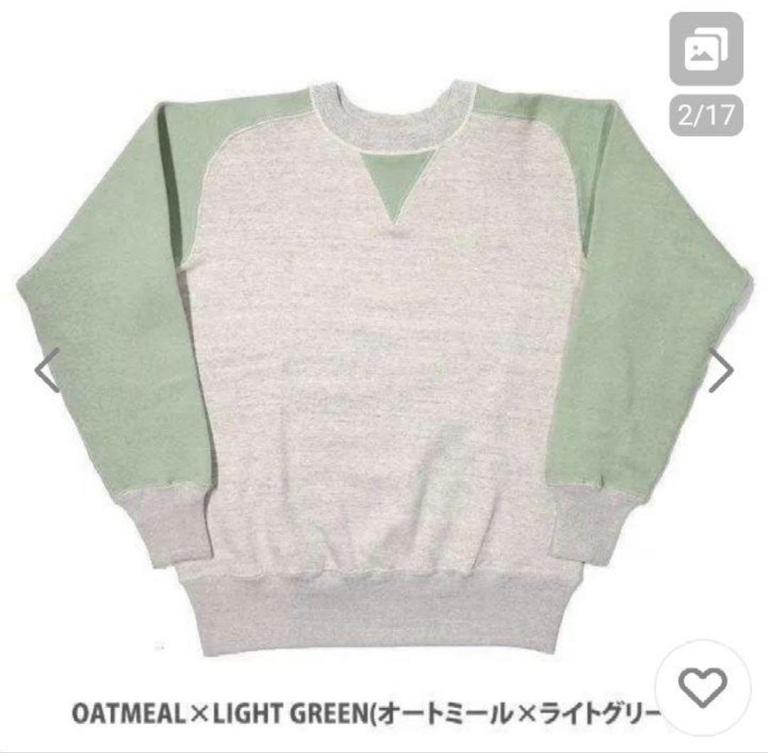 ウエアハウス ジョングラッコー　オートミール×ライトグリーン スウェット