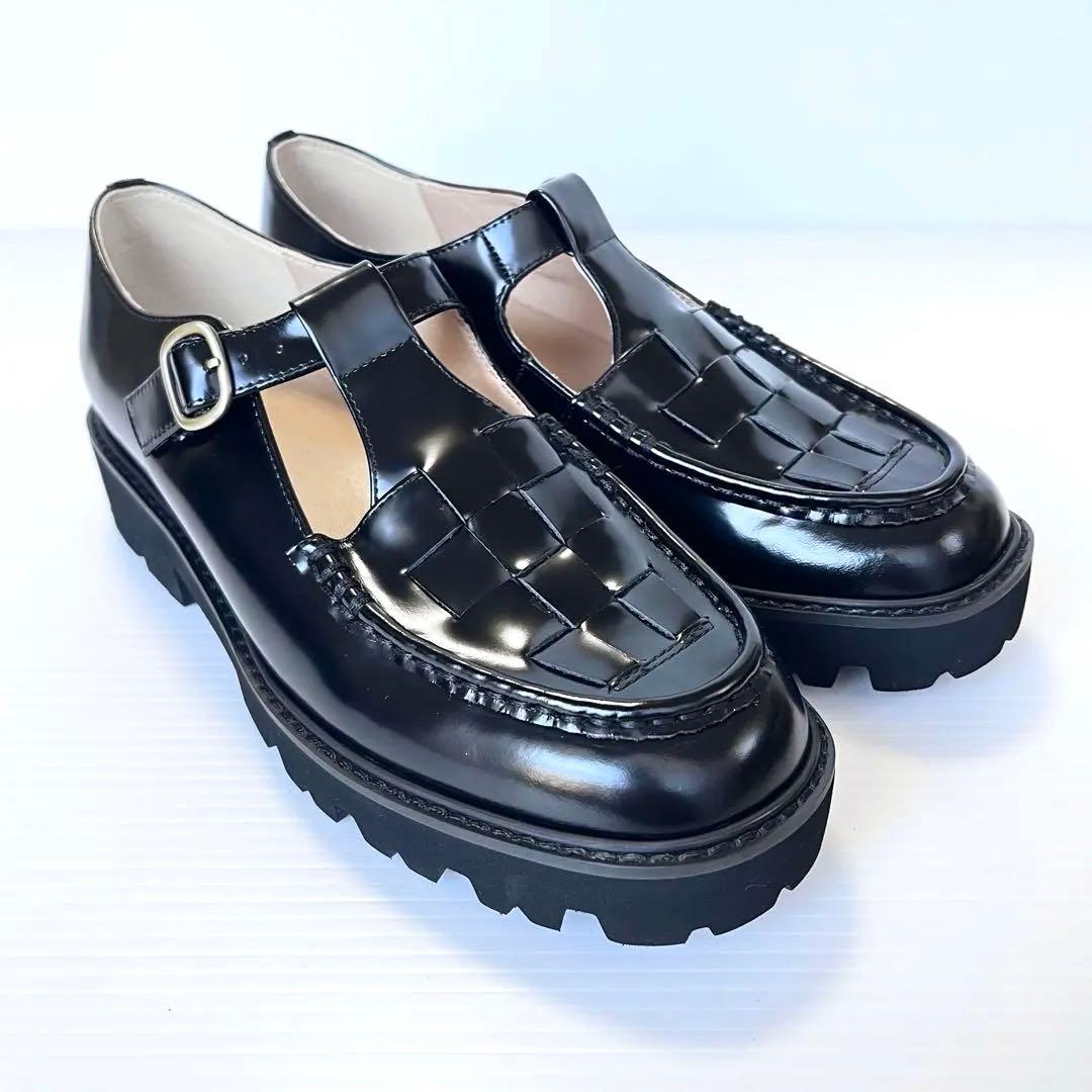 未使用✨ 【 北欧、暮らしの道具店 】 Tストラップシューズ 本革 黒 23.5