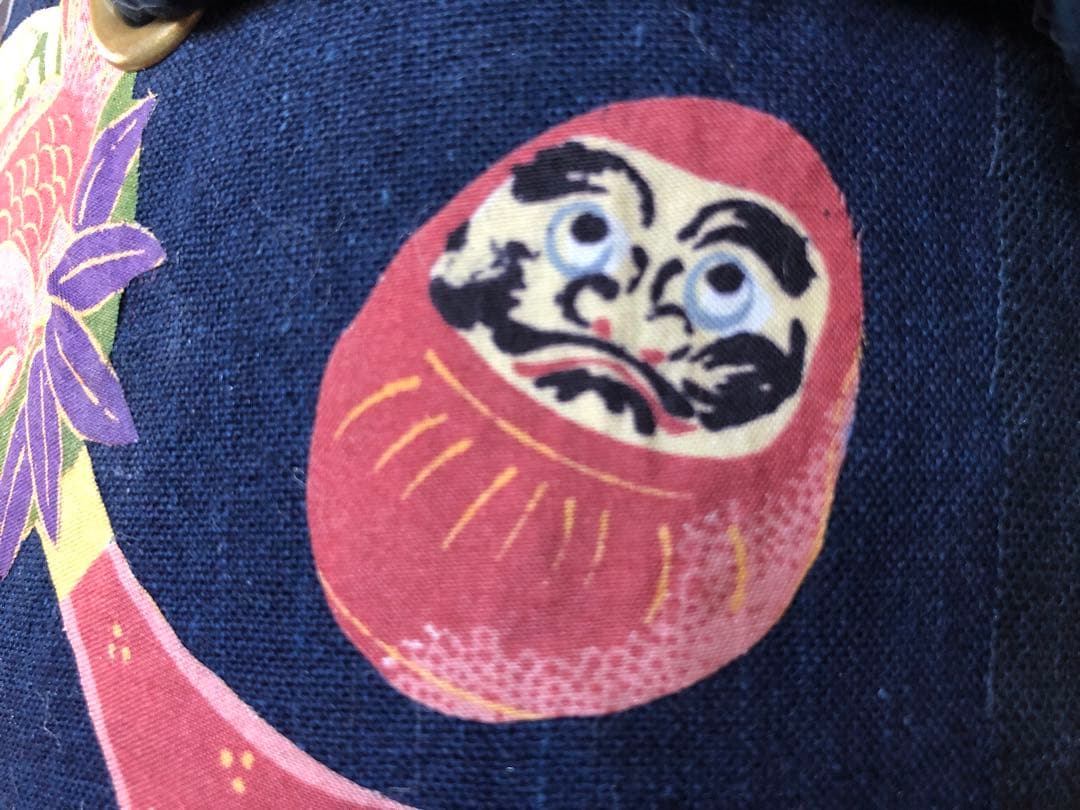 一閑張り　一閑張りバック　　　　藍染 筒がき　正絹古布　犬張子　狛犬