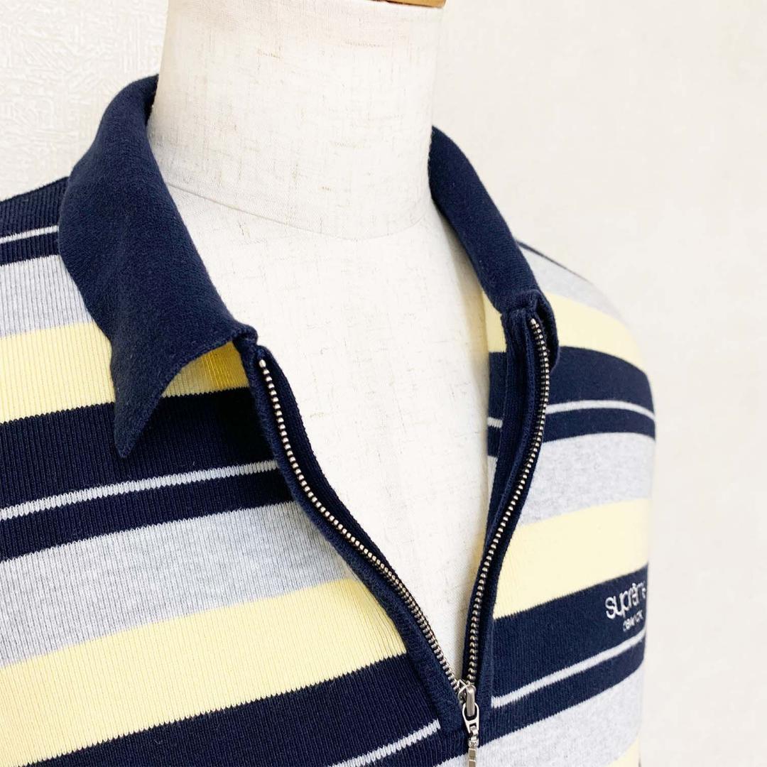 【美品】シュプリーム ストライプ ジップアップポロシャツ