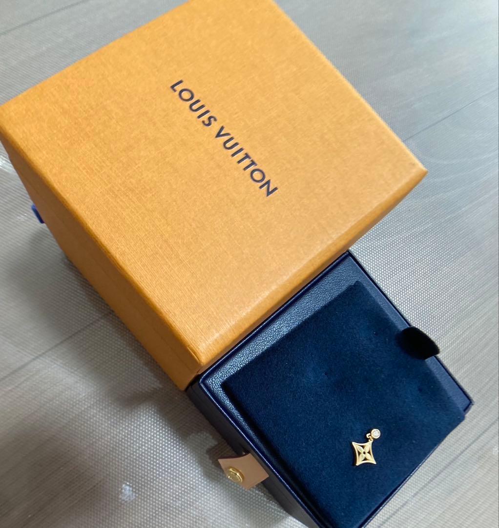 ルイヴィトンモノグラムイディールシングルピアス18金イエローゴールドダイヤモンド