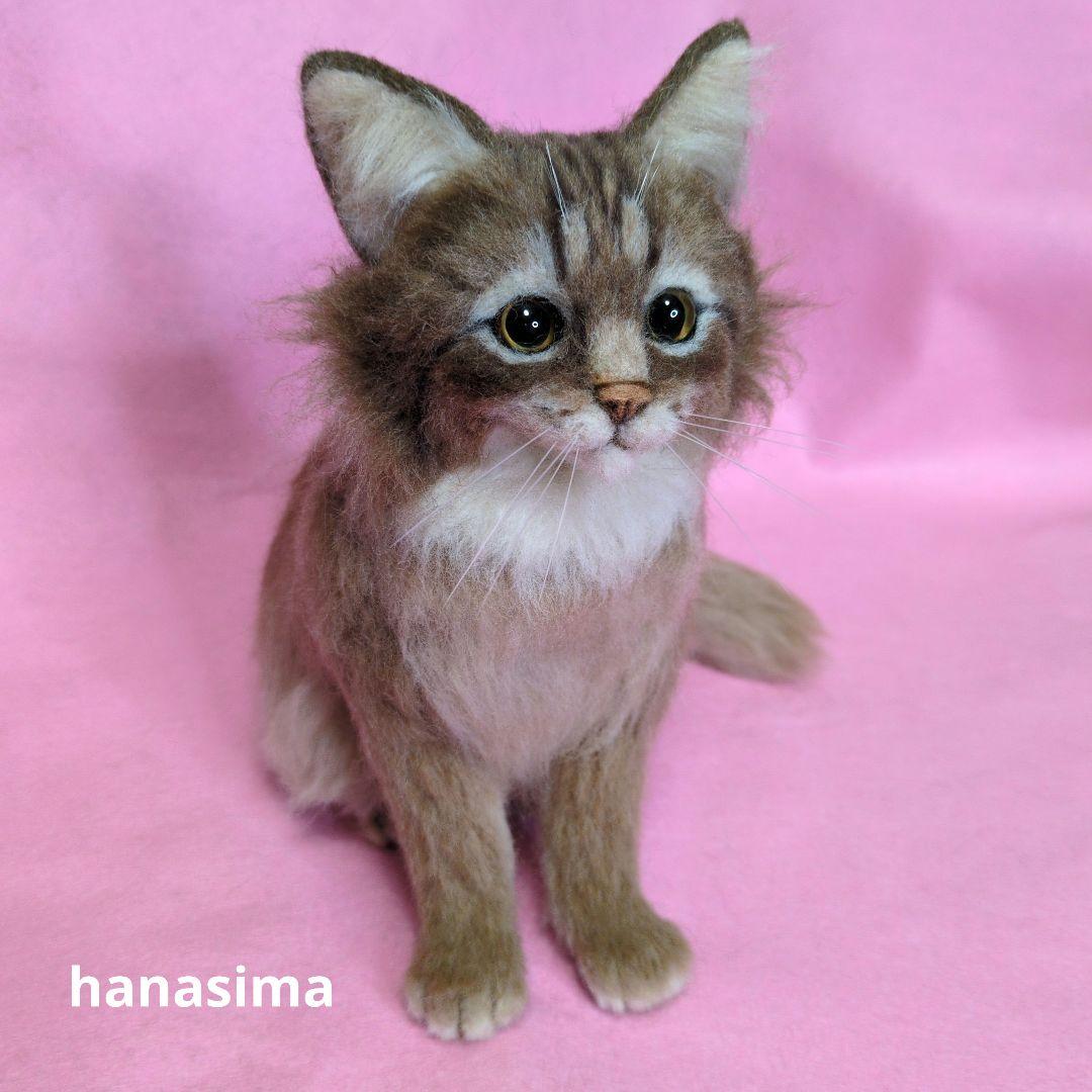 hanasima 羊毛フェルト猫 約20cm