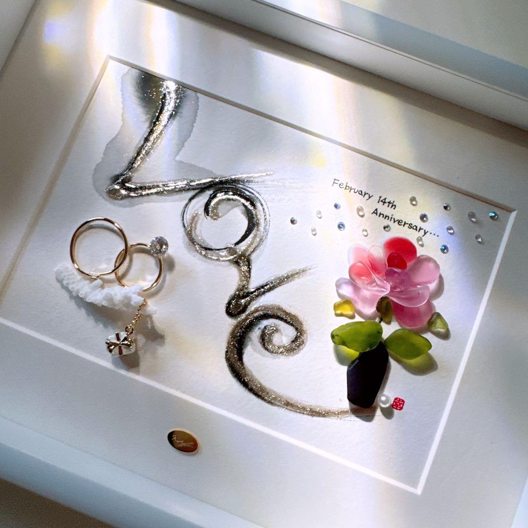 ꫛꫀꪝ✧‧「Rose」薔薇＆ピンキーリング シーグラスアート レアカラー お祝い