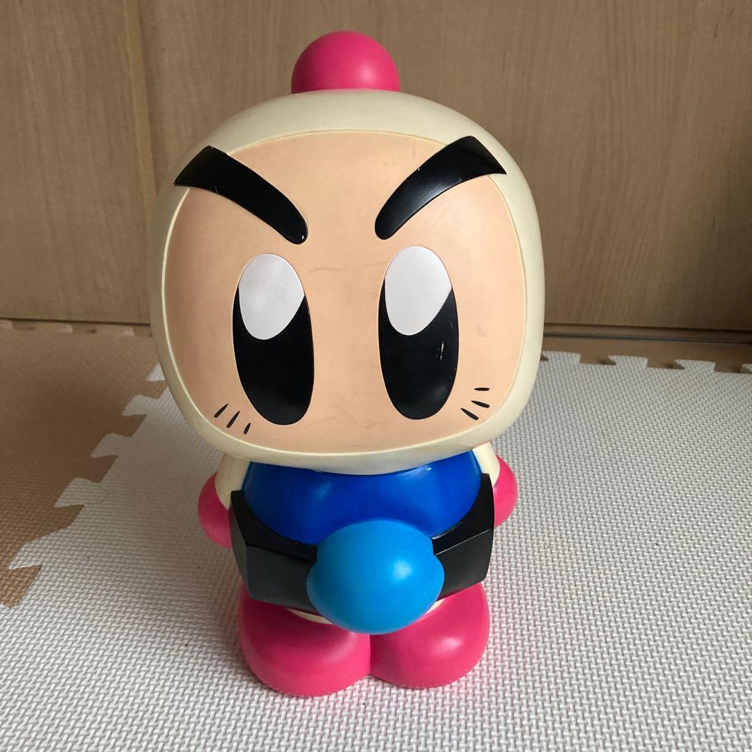 ボンバーマン 貯金箱 青 白 ピンク 約34cm
