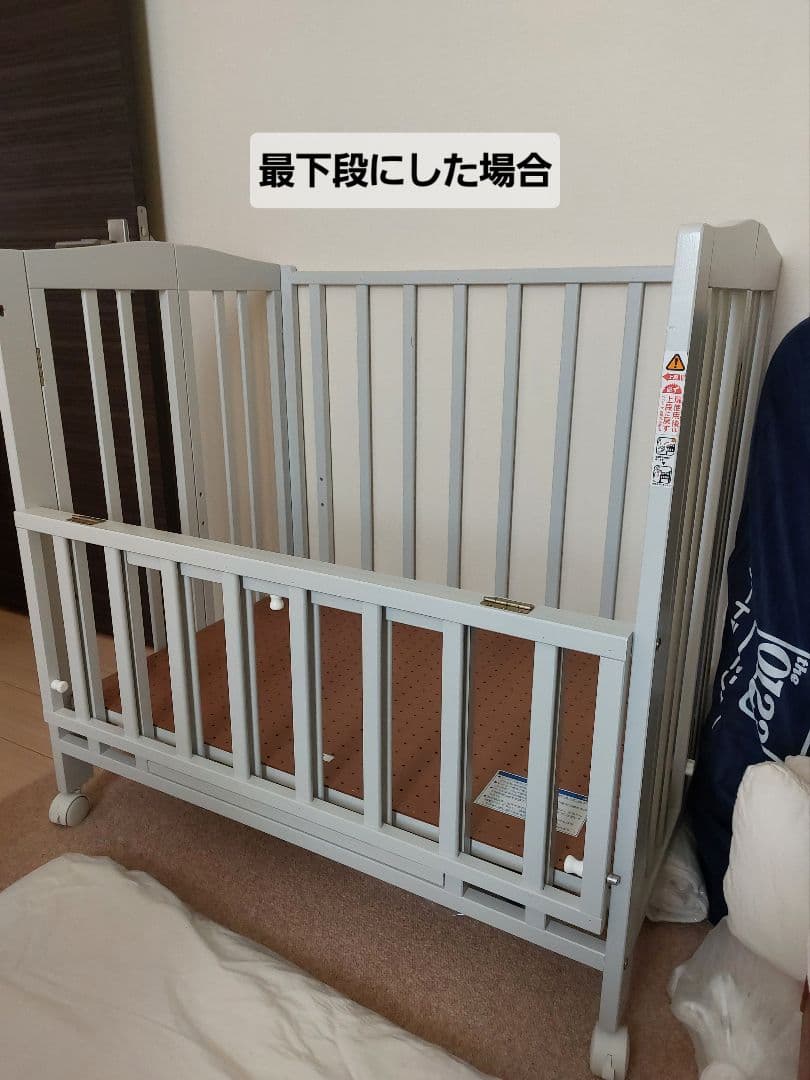値下げKATOJI ベビーベッド ミニサイズ ミルキーグレー 折り畳み 送料込み