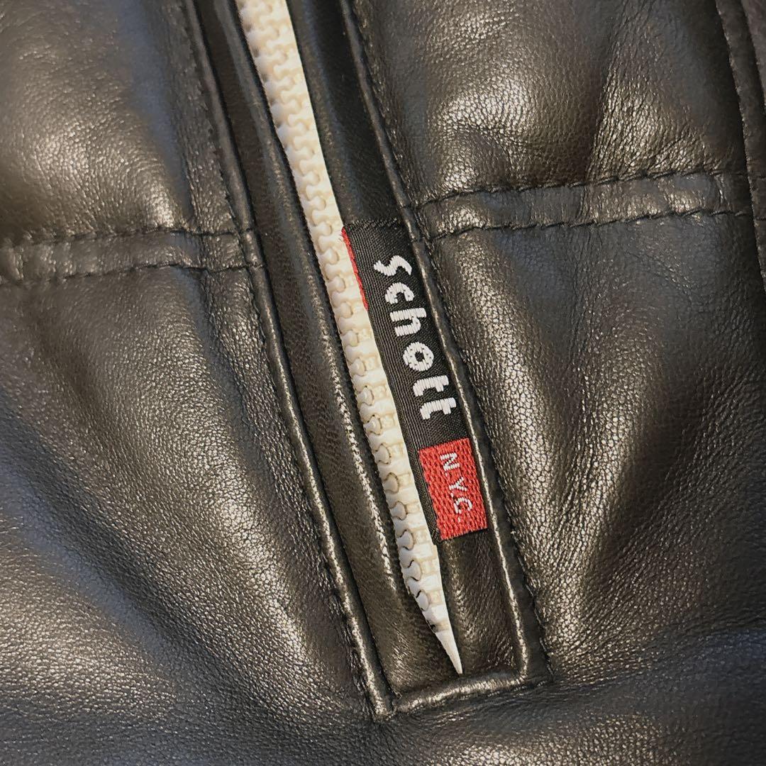 Schott(ラムレザーモーターサイクルダウンジャケット L)