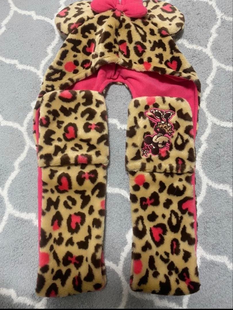 ミニーマフラーキャップヒョウ柄