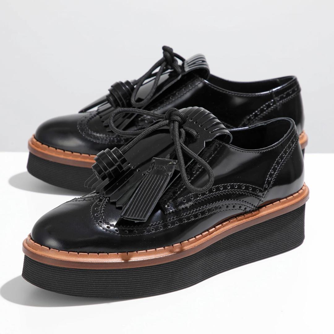 【TODS】トッズ黒エナメルタッセル厚底レディースローファー★美品