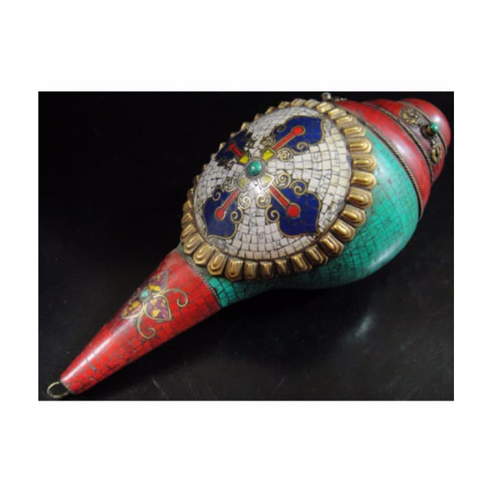 ◆チベット密教法具 法螺貝（シャンカ）羯磨（カツマ)-2