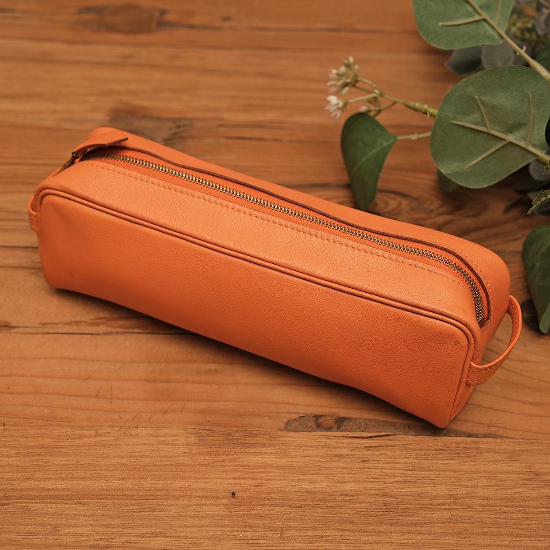 エルメス Scrib スクリブ　ペンケース ポーチ オレンジ マルチケース