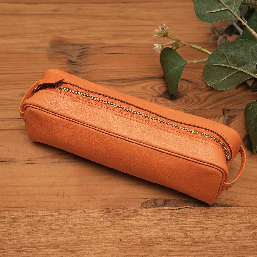 エルメス Scrib スクリブ　ペンケース ポーチ オレンジ マルチケース