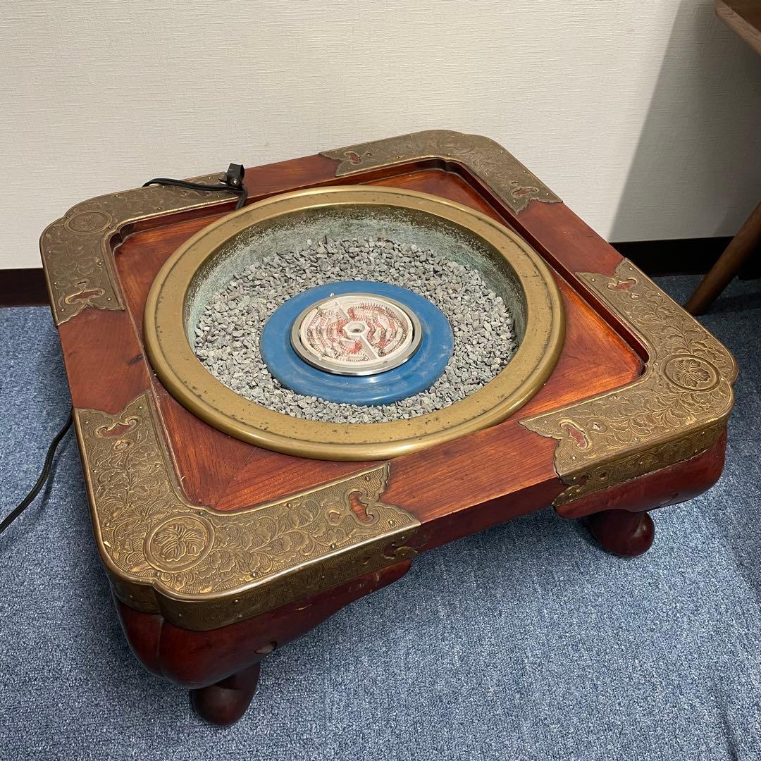 【昭和レトロ】電気火鉢 大名火鉢風 四角形 四猫脚 錺金具 蔦文様 家紋所風