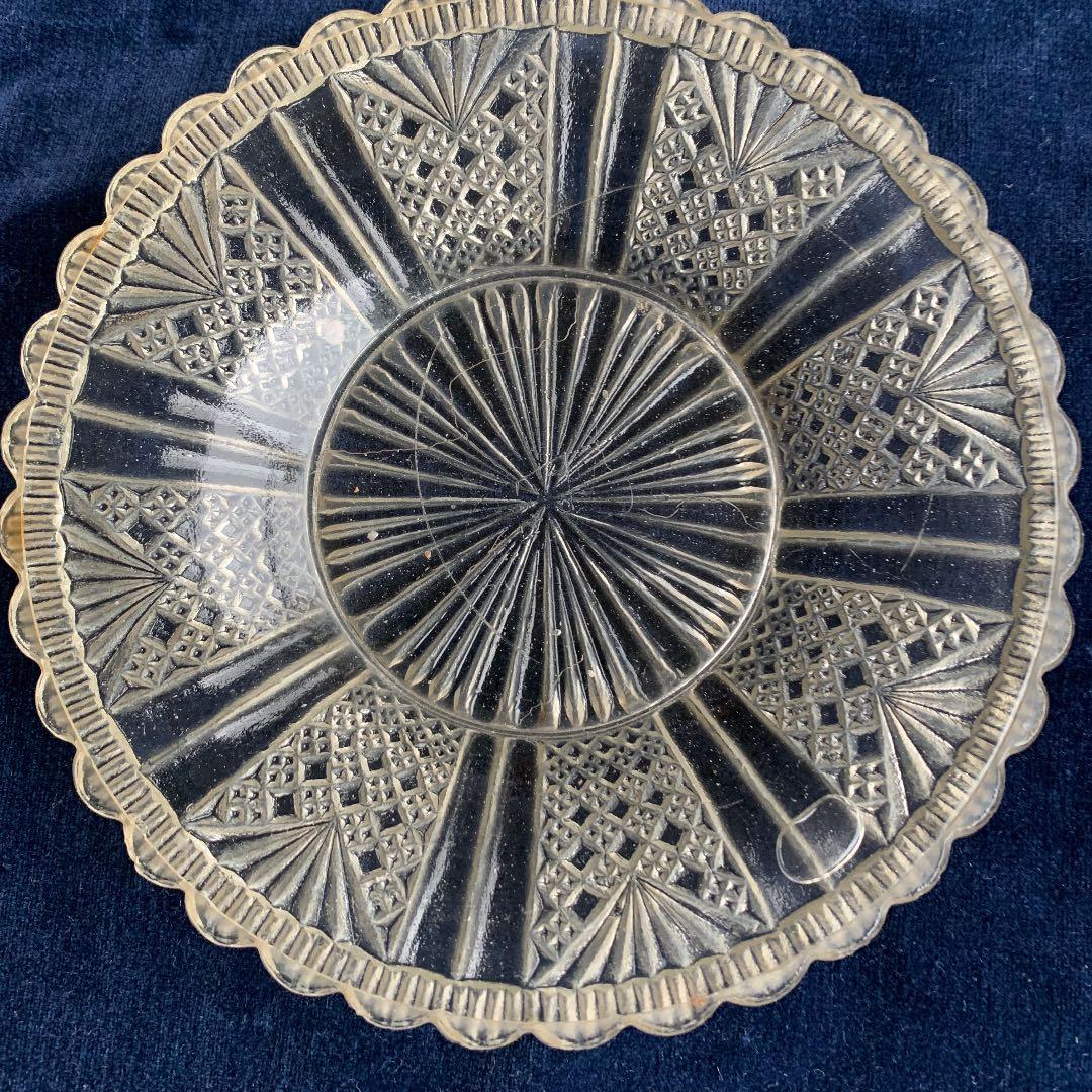 アンティークプレスガラス　プレート