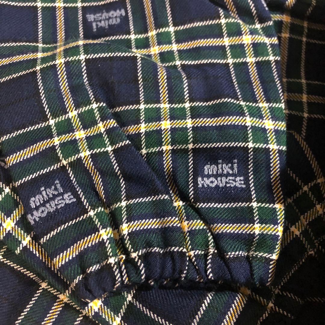 ミキハウス☆新品☆70☆ベア刺繍☆カバーオール☆グリーンチェック