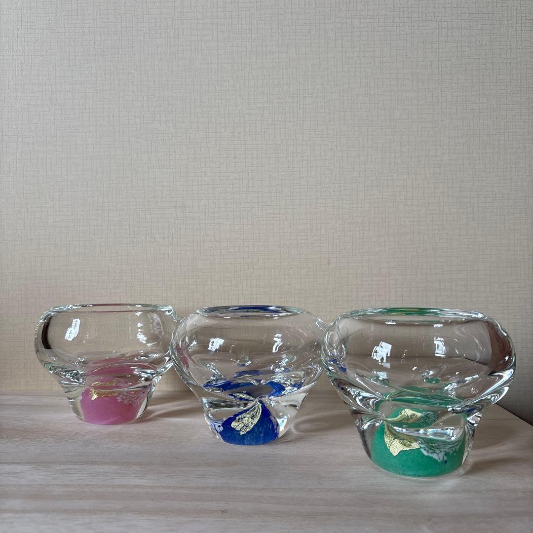 ガラス　黒木国昭　小鉢　ペーパーウェイト　花器