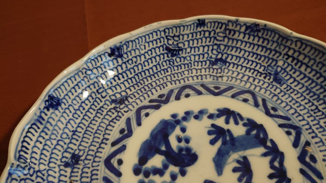 古伊万里　伊万里　染付　古染付　蛸唐草　唐草文　江戸期　蔵出し　中皿　１客