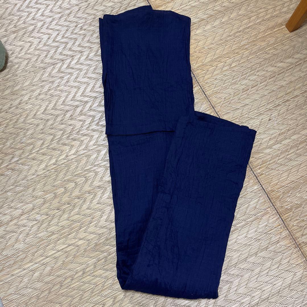 美品　小千谷ちぢみ　麻　鉄紺　身丈157身幅広め