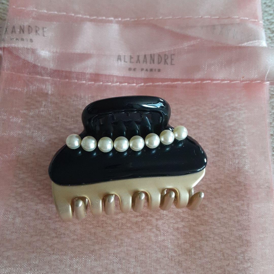 ゆい！アレクサンドルドゥパリ　パール・ヘアクリップ 黒 ブラック 4.5c