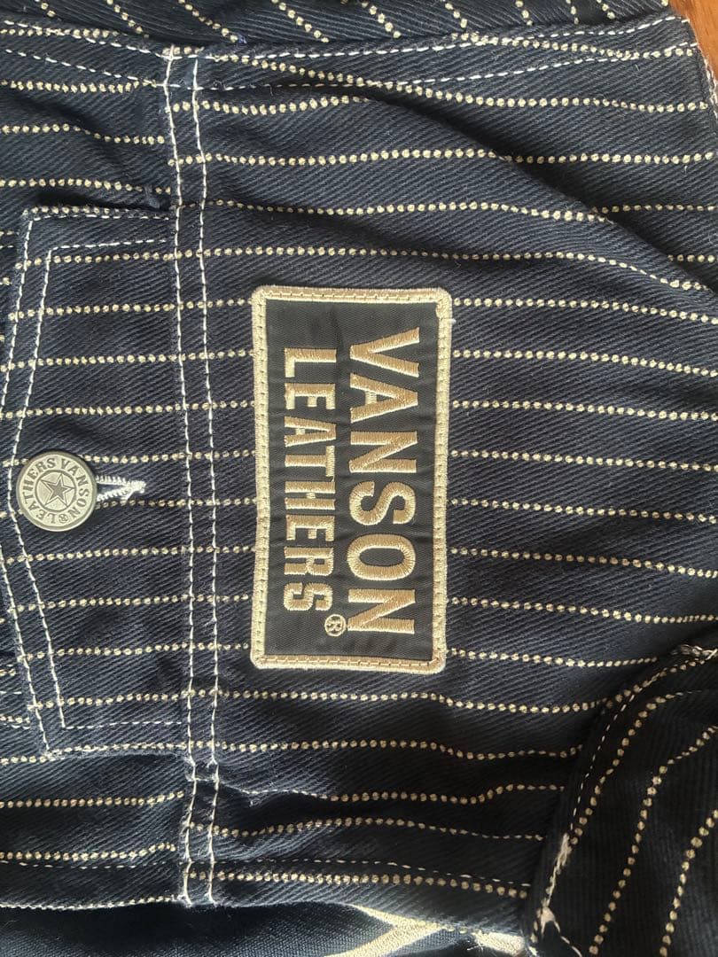 VANSON ストライプオーバーオール