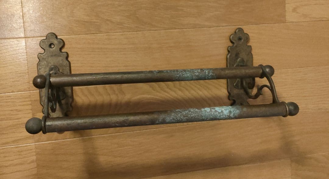 アンティーク 真鍮製 ダブルタオルバー 2連タオル掛 クラシック イタリア製 ②