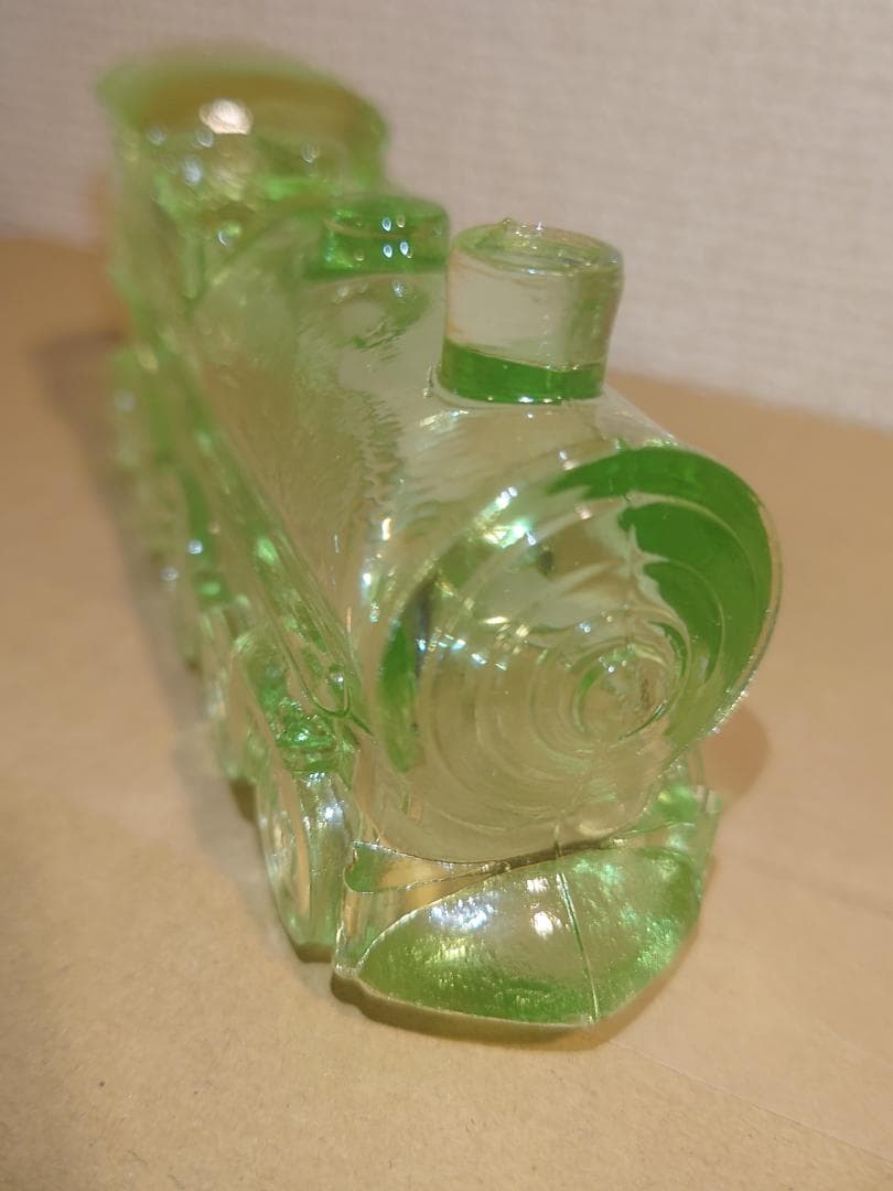 レトロ　ウランガラス　SL蒸気機関車　キャンディーポット　ミニチュア玩具　金平糖
