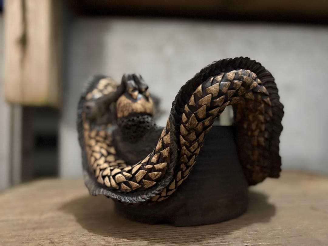 龍　盆栽鉢　彫刻 陶芸　作家鉢　芸術品　入手困難